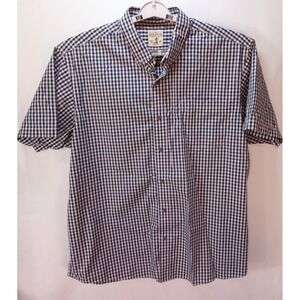 Red Head Men's Short Sleeve Button Down Shirt, 2XL Red Black Check